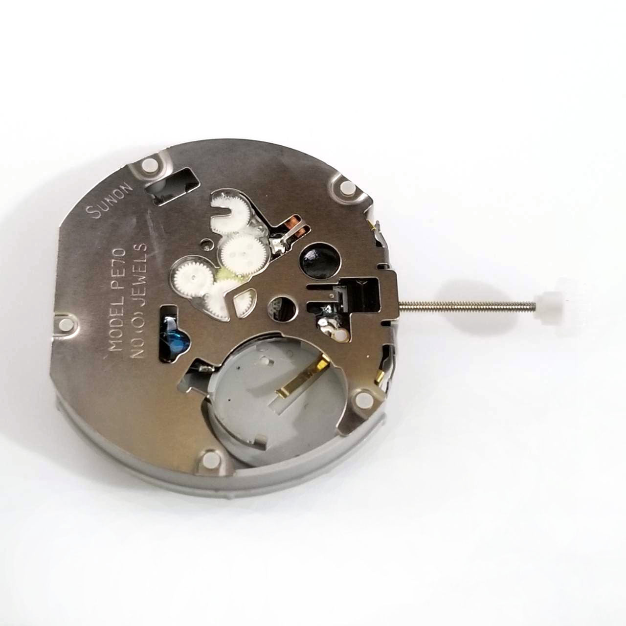 Sunon PE70 quartz watch movement featuring 3 hands, 3 subdials, and date display at 3 o'clock for precise timekeeping.