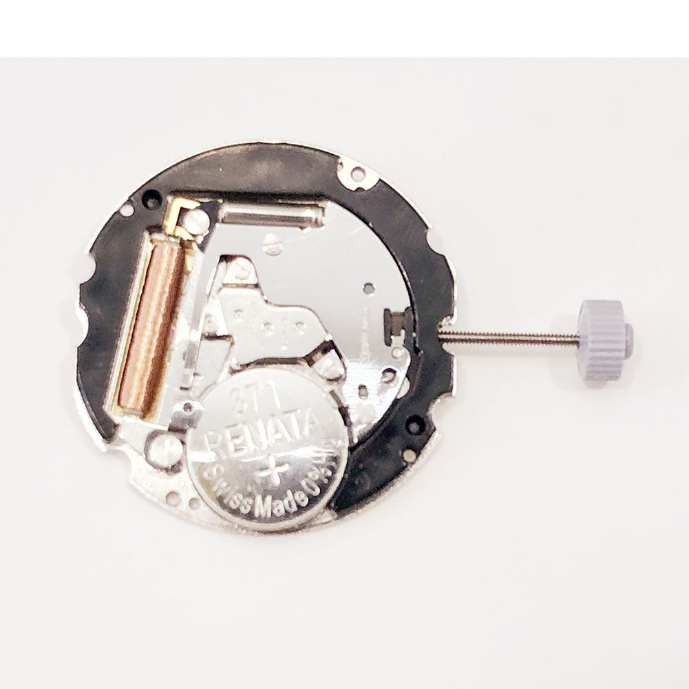 Ronda 705 3-hand quartz watch movement with date displays at 3 and 6 o'clock positions for precise timekeeping.