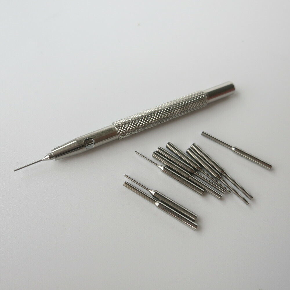 Steel pin punch sizing tool 0.5-1.6mm for precise watch band adjustment and repair
