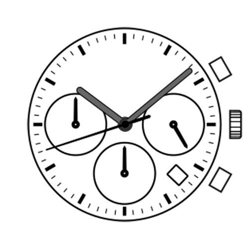 Hattori Epson VD53C quartz watch movement with date window at 3, 6, and 4:30 positions, replacement V653.