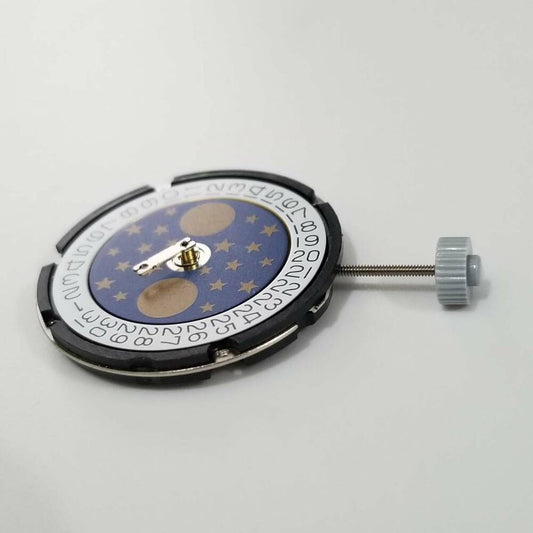 Ronda 708 quartz watch movement with date function at 3 o'clock for precise repairs.