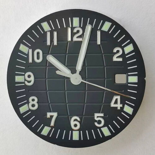 Green luminous 31.3MM watch dial with hands for NH35/NH36/2813/8215/2836 movements, precise fit.