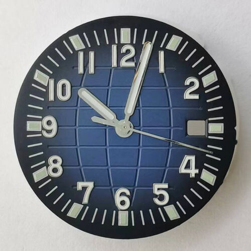 Green luminous 31.3MM watch dial with hands for NH35/NH36/2813/8215/2836 movements, Seiko-compatible precision fit.