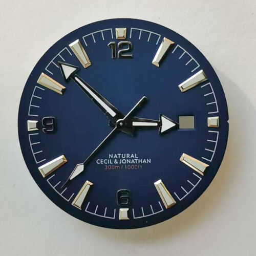 33.3MM green luminous watch dial with hands, compatible with 2813/8215 movements, perfect for accurate time tracking by BrandName.