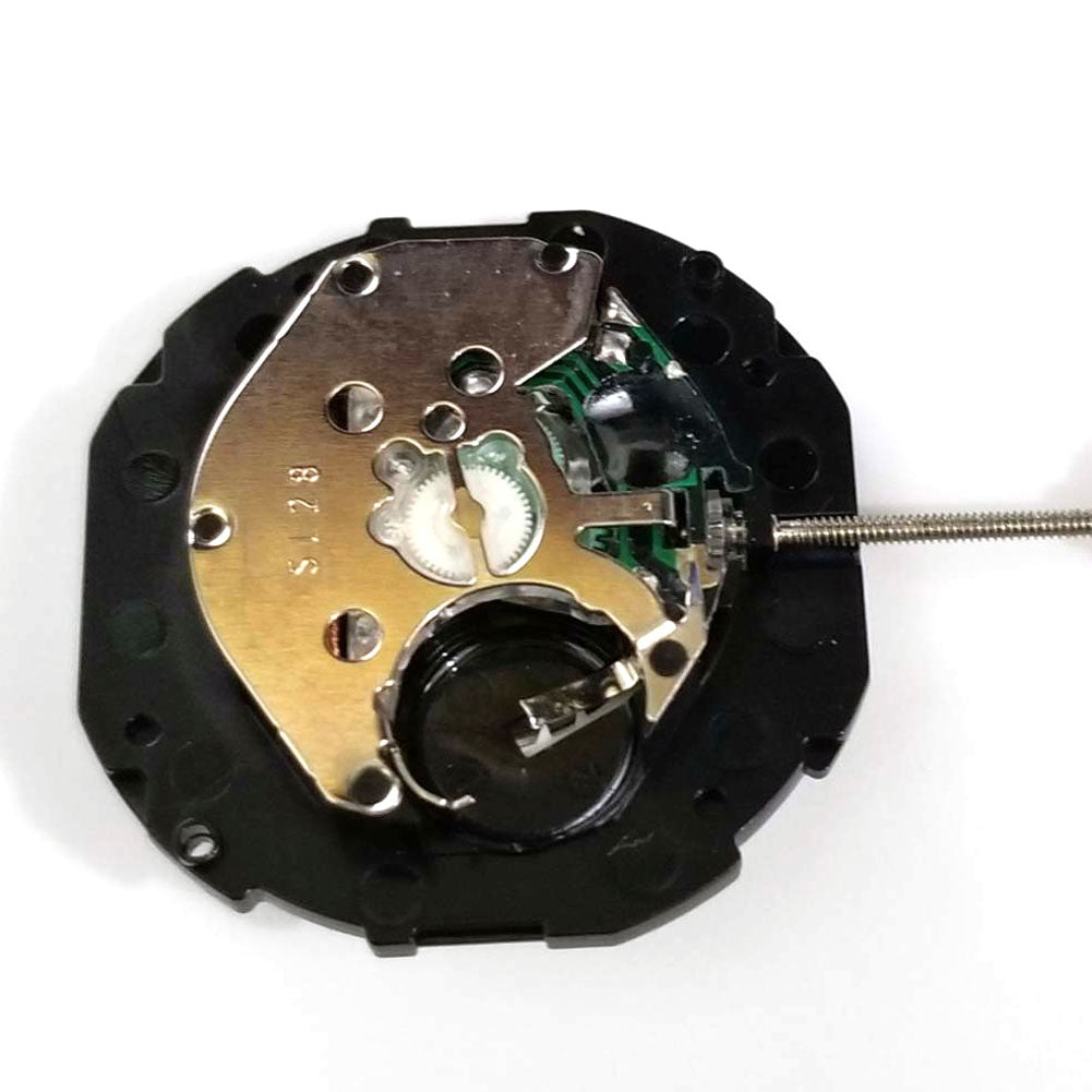 Quartz Sunon SL28 watch movement with date window at 3 o'clock and three-hand display