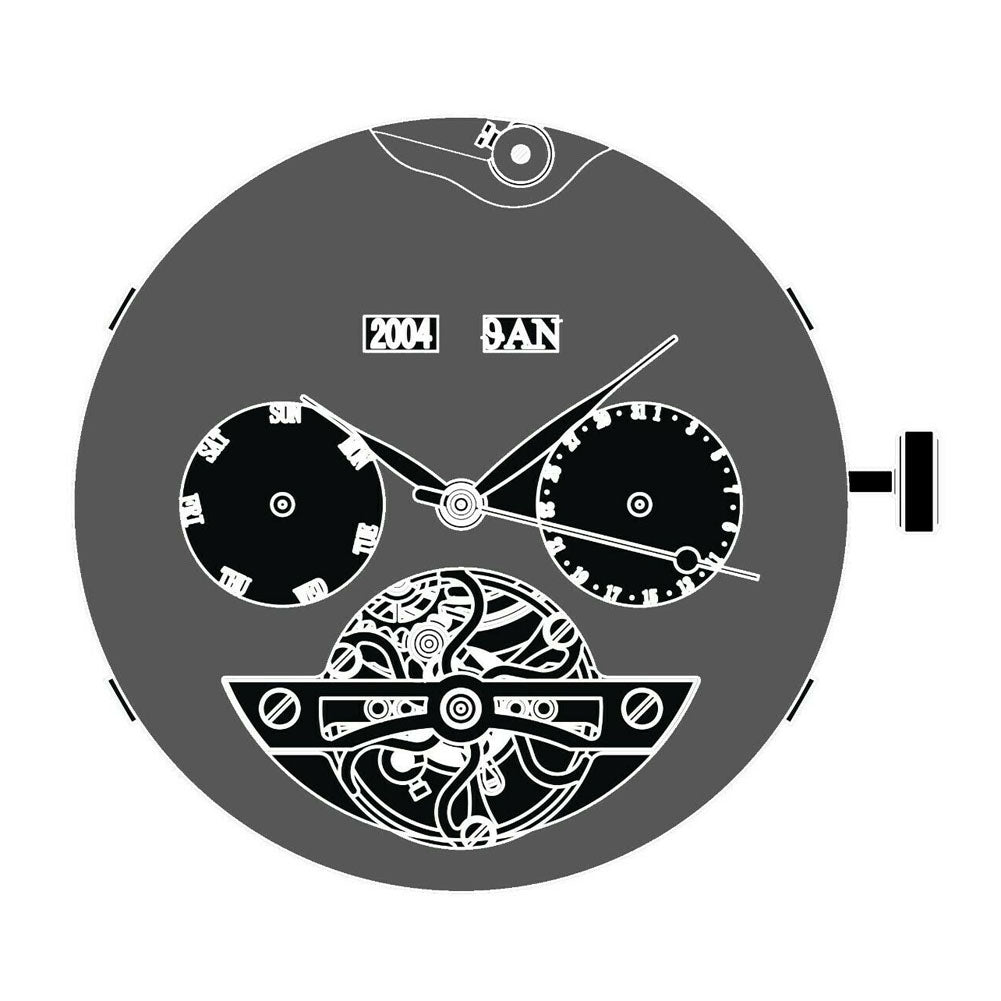 Seagull ST2503 automatic watch movement showcasing mechanical precision, crafted in China for reliability.