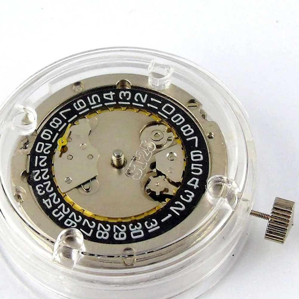 Seagull ST25 automatic watch movement with small second at 9H, perlage finish for durability and style.
