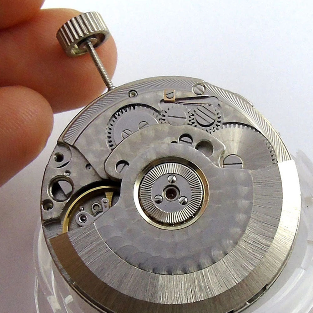 Seagull ST25 automatic watch movement with small second at 9H and decorative perlage finish.
