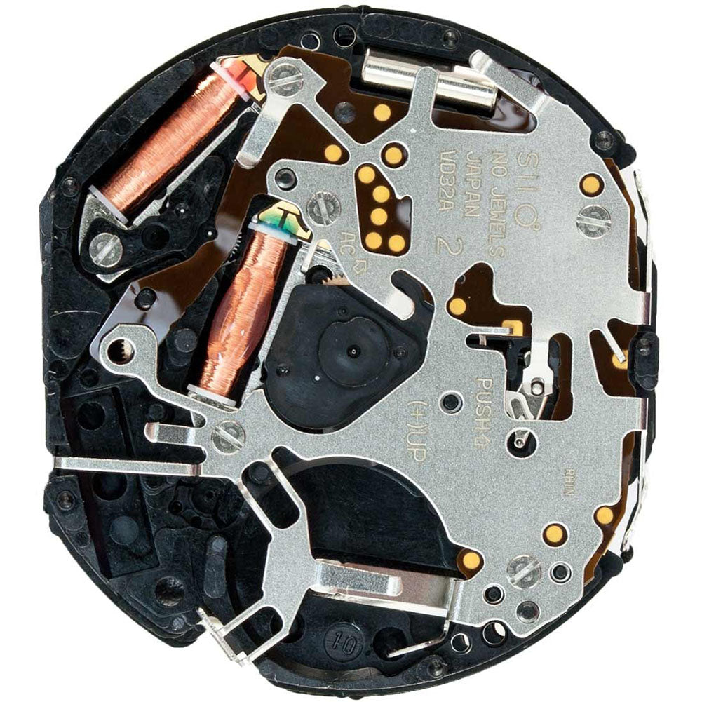 Hattori Epson VD32A quartz watch movement, precision timekeeping, Japan-made quality components.