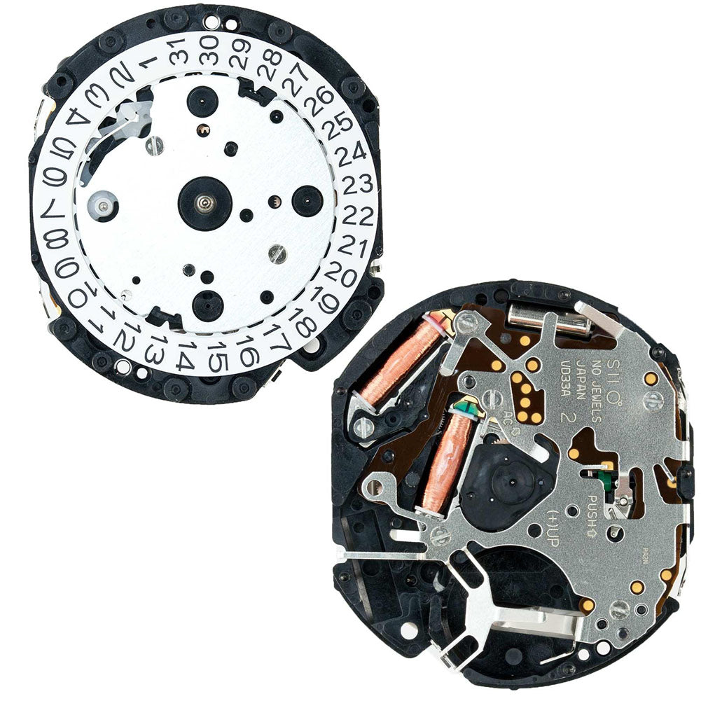 Hattori Epson VD33A quartz watch movement, precise Japanese craftsmanship for reliable watch accessory repair.