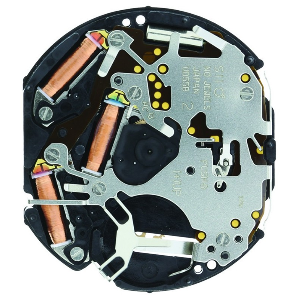 Hattori Epson TMI VD55 quartz watch movement, Japan-made precision component for repairs.
