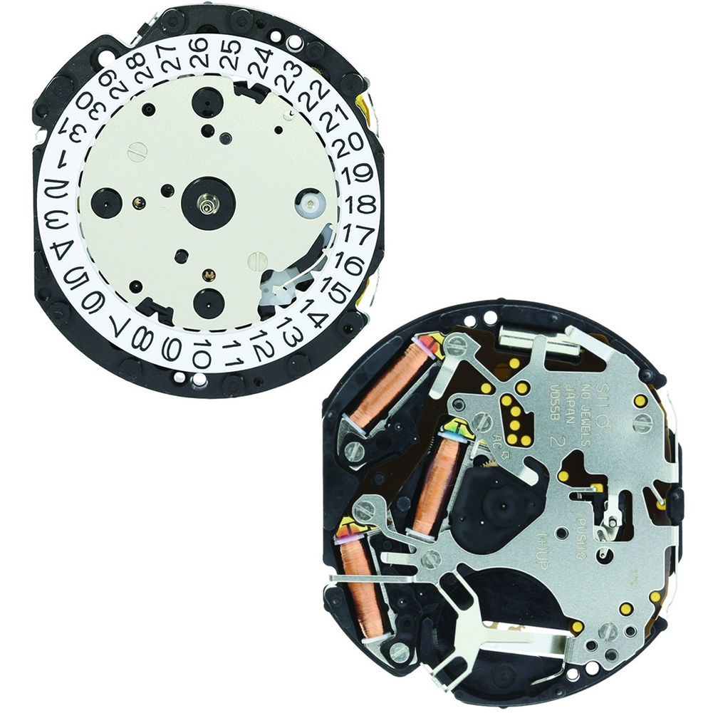 Hattori Epson TMI VD55 quartz watch movement, Japan-made precise repair component for watch accessories.
