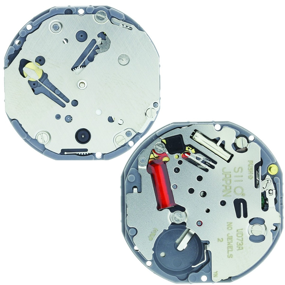Hattori Epson VD73A quartz watch movement showcasing precise Japanese engineering for accurate timekeeping.