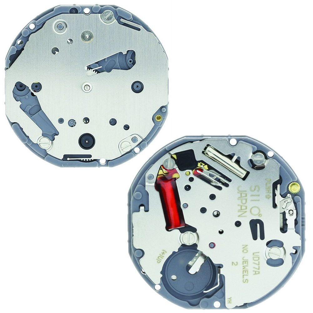 Hattori Epson VD77A quartz watch movement, precise Japan-made mechanism for watch repair and accessories.