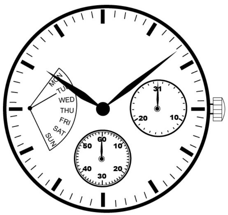 Hattori Epson TMI VD85 quartz watch movement, precise Japan-made mechanism for reliable timekeeping.