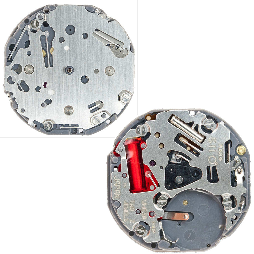 Hattori Epson VH63A quartz watch movement, precise Japan-made mechanism for accurate timekeeping.