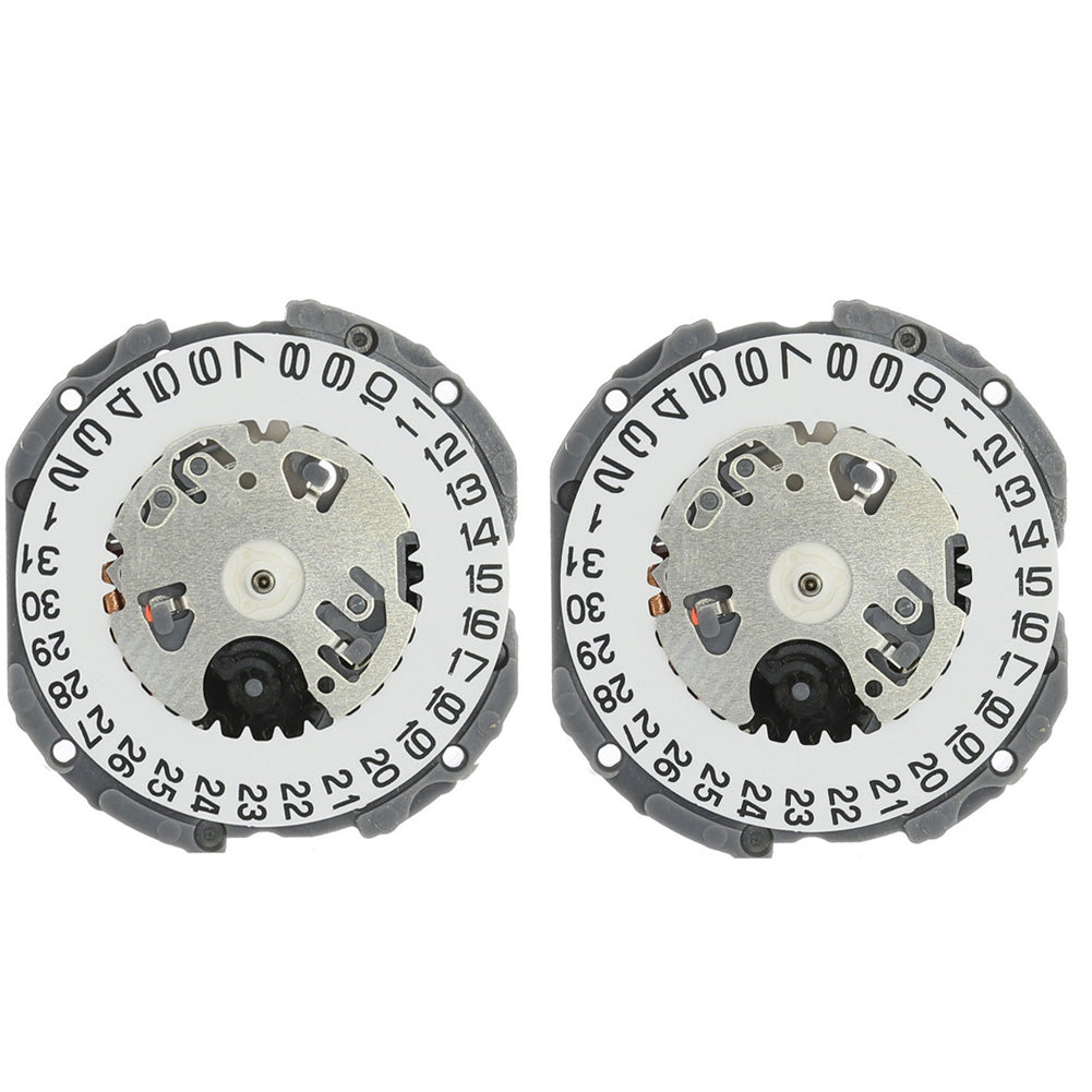 Hattori Epson TMI VJ12B quartz watch movement with date display at 3 and 6 o?clock, Japan-made precision component.