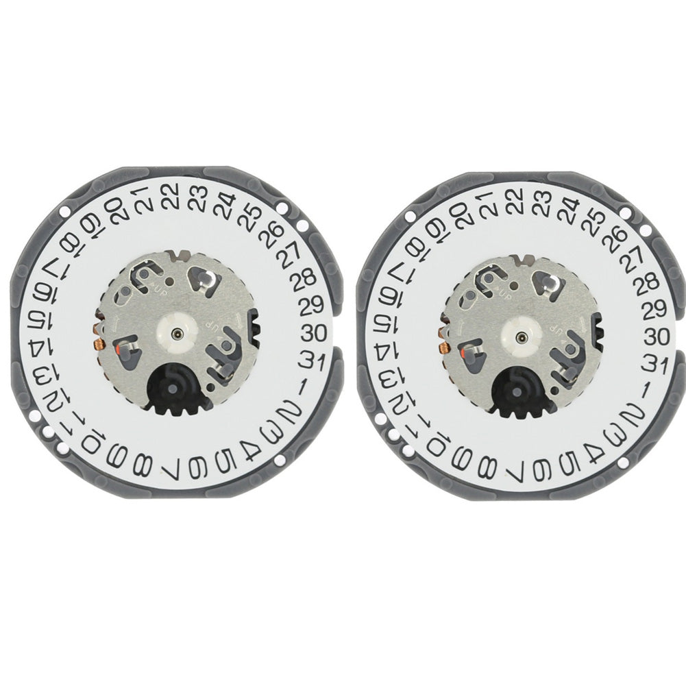 Hattori Epson quartz watch movement showing date window at 3/6 position for accurate timekeeping.