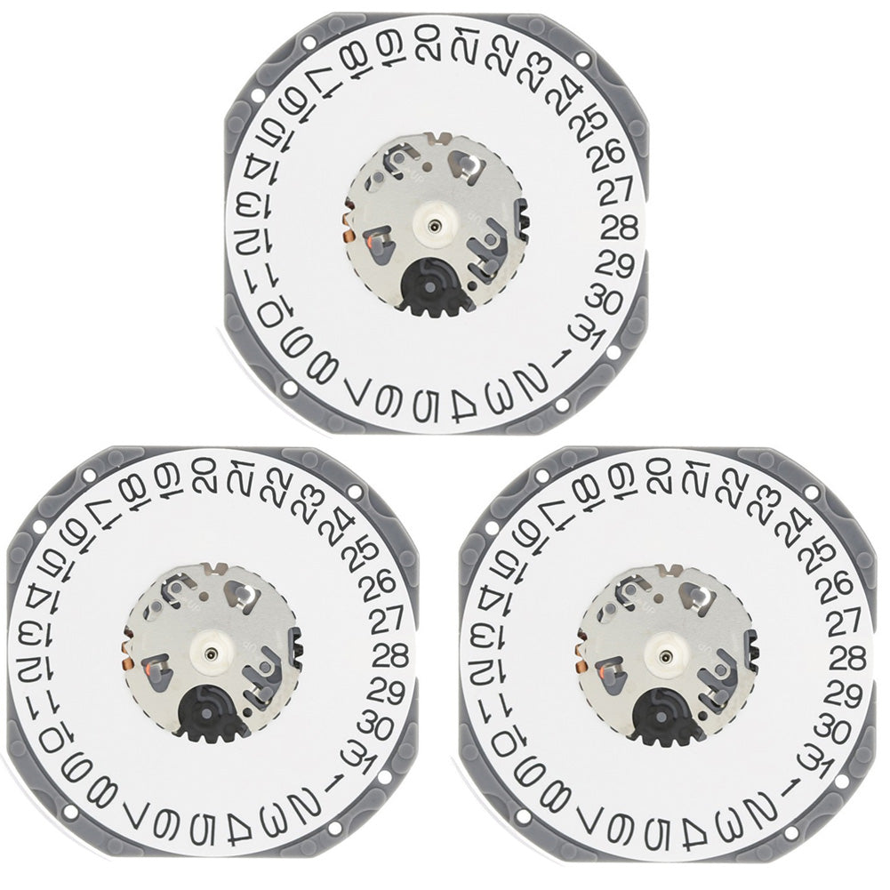 Hattori Epson TMI VJ52 quartz watch movement with dual date display, precision Japan-made component.