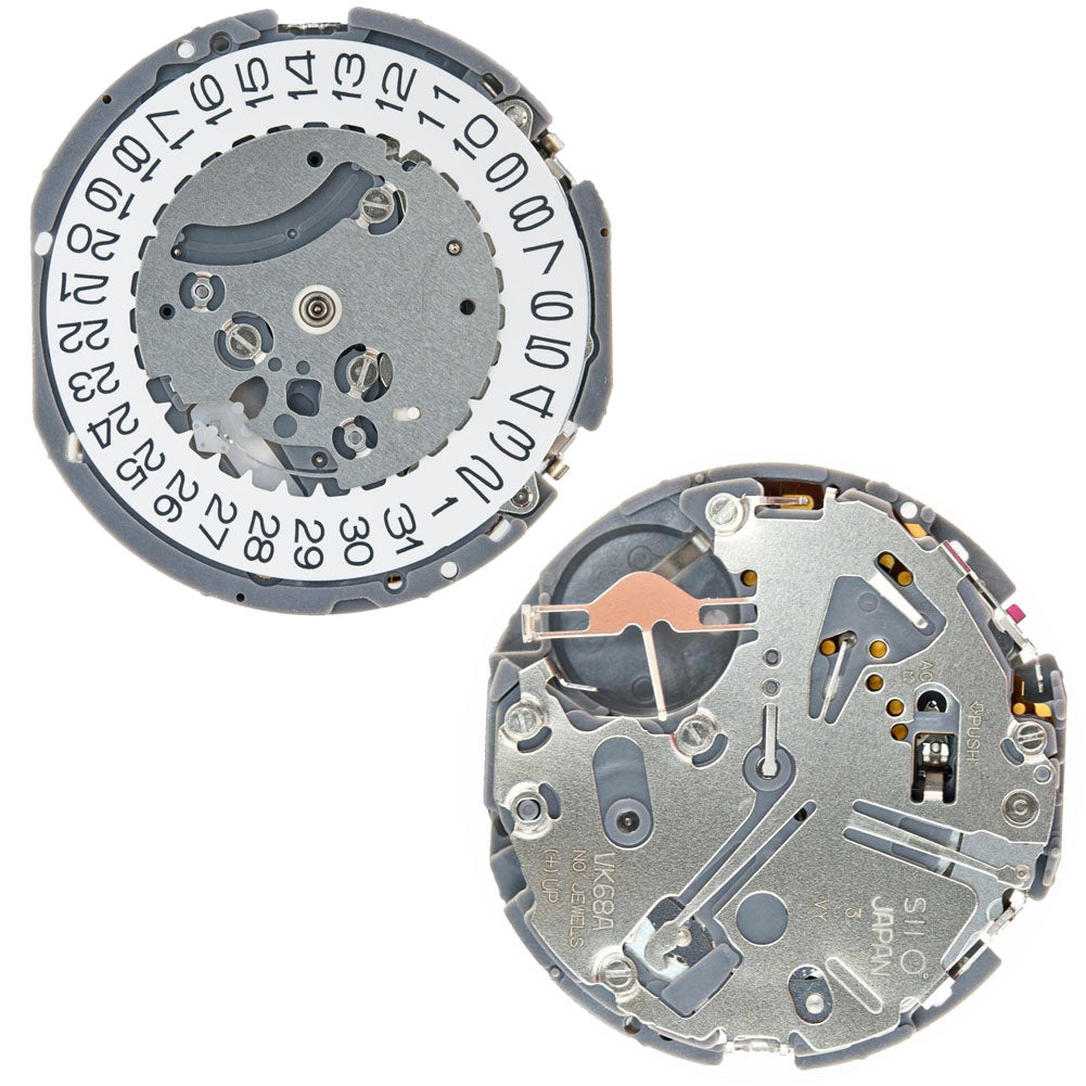 Hattori Epson VK68A quartz watch movement, Japan-made precision assembly for accurate timekeeping in watch accessories.
