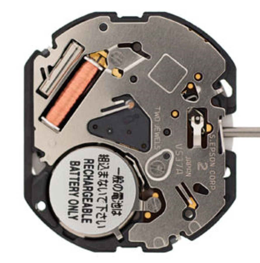 Hattori Epson VS37A solar-powered quartz watch movement, precision Japan-made replacement part.