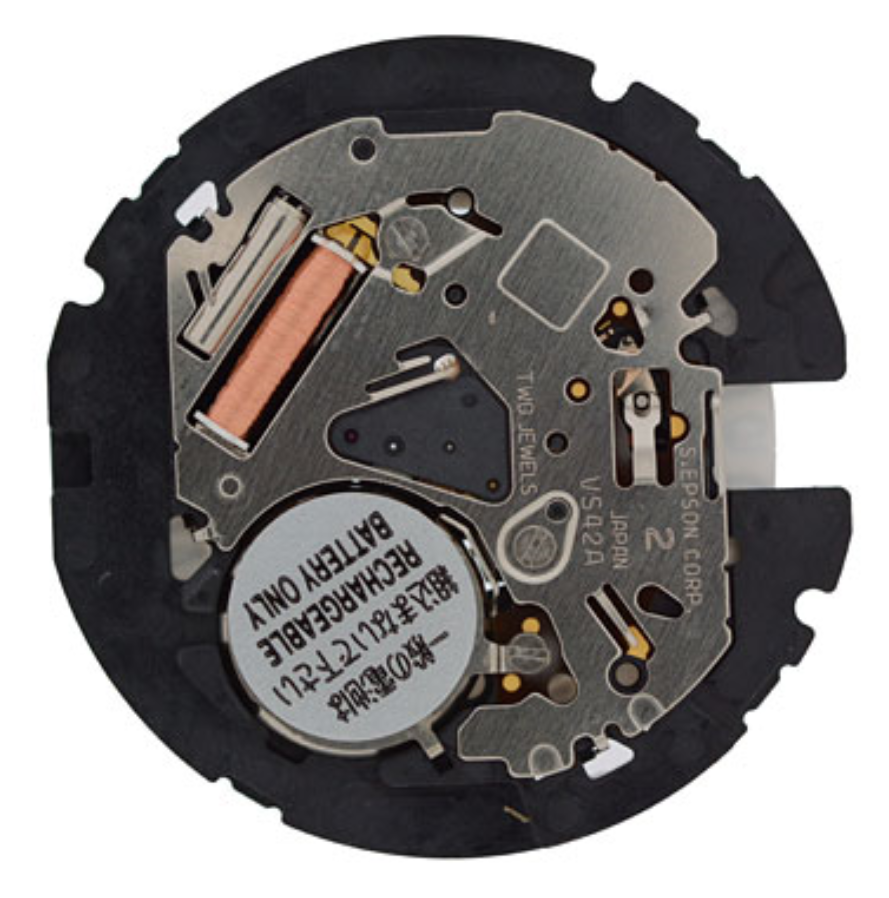 Hattori Epson VS42A solar quartz movement showcasing precise Japanese craftsmanship for watch accessories.