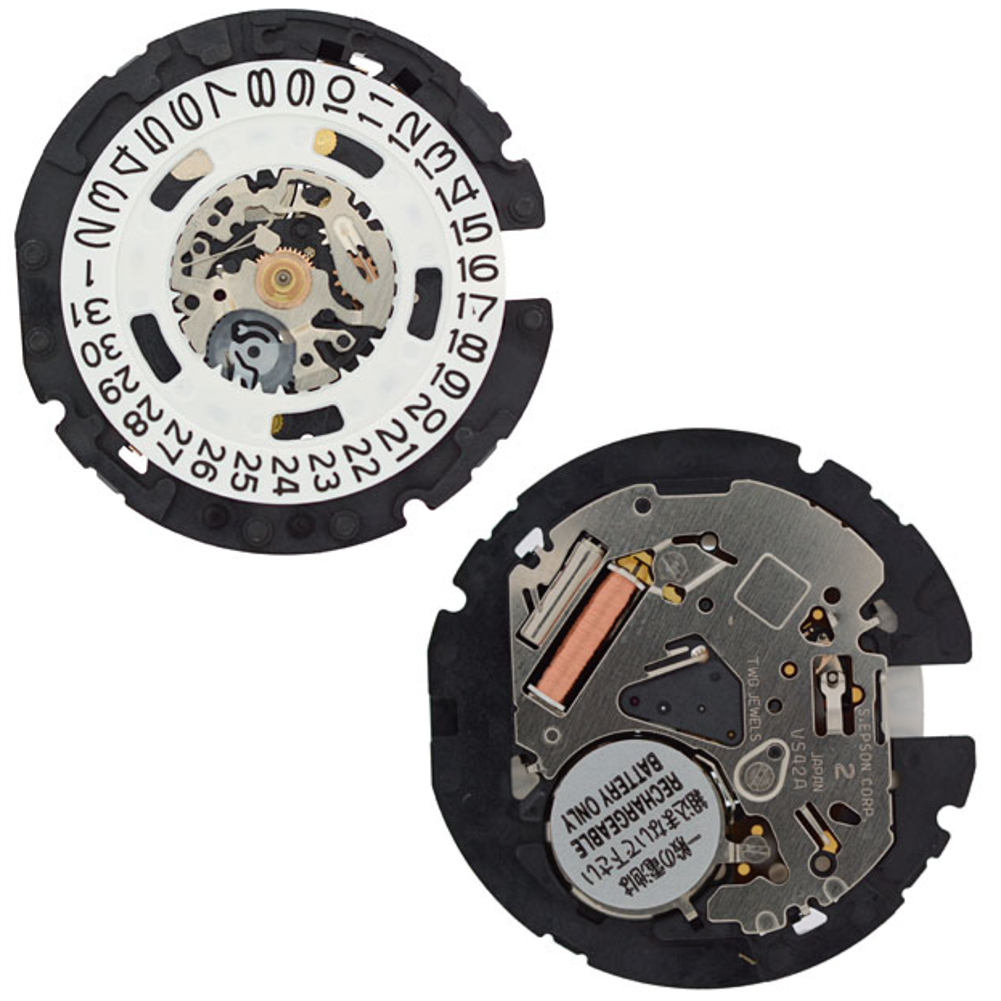 Hattori Epson VS42A solar quartz movement, precise Japanese technology for watch repairs.