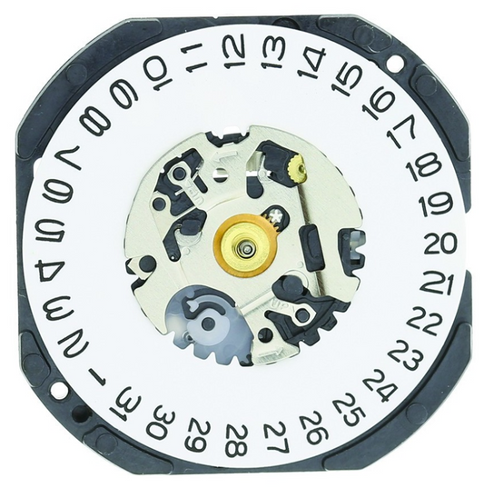 Hattori Epson VX3KE quartz watch movement with date display at 3/6, precision Japan-made component