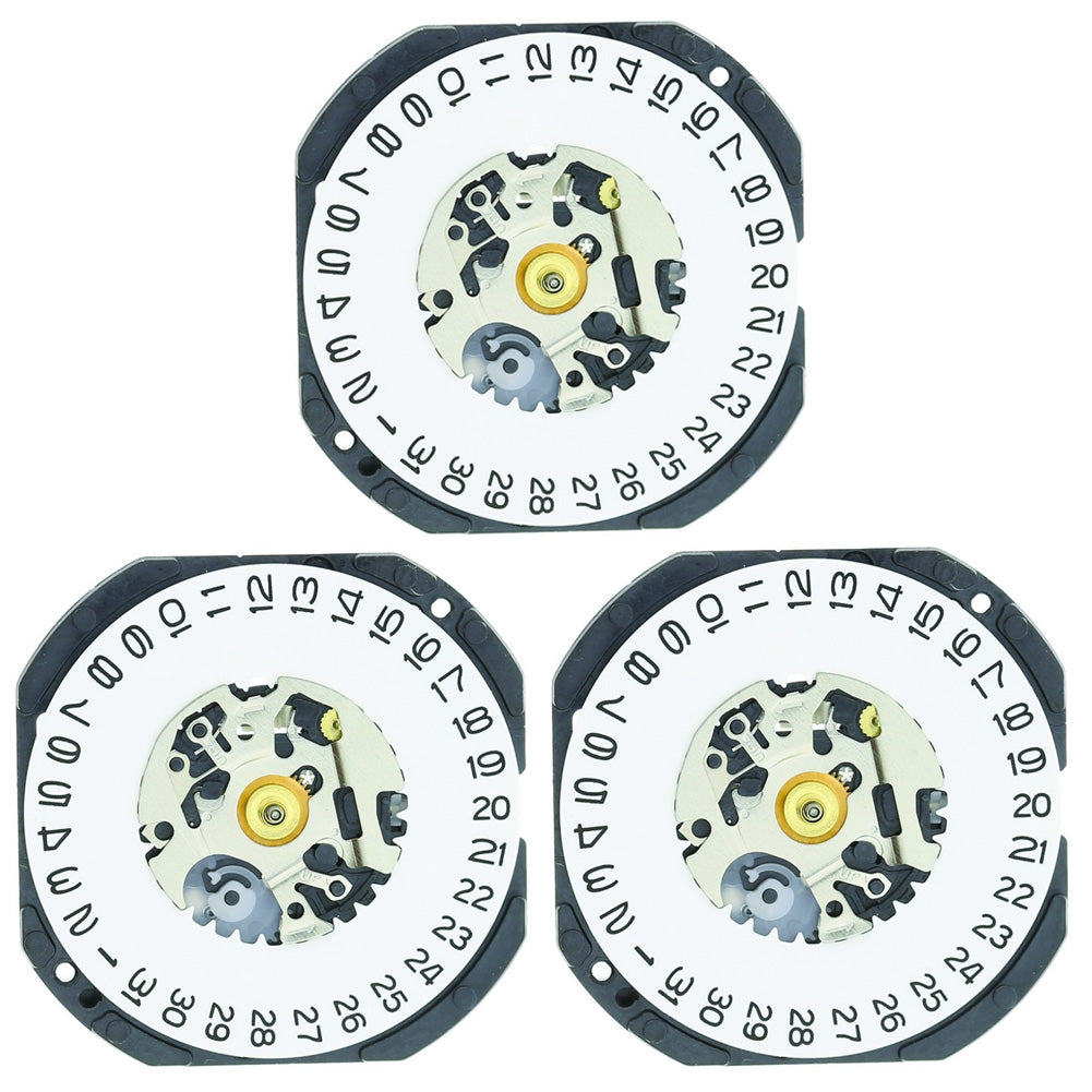 Hattori Epson VX3KE quartz watch movement featuring date display at 3/6, Japan-made precision part
