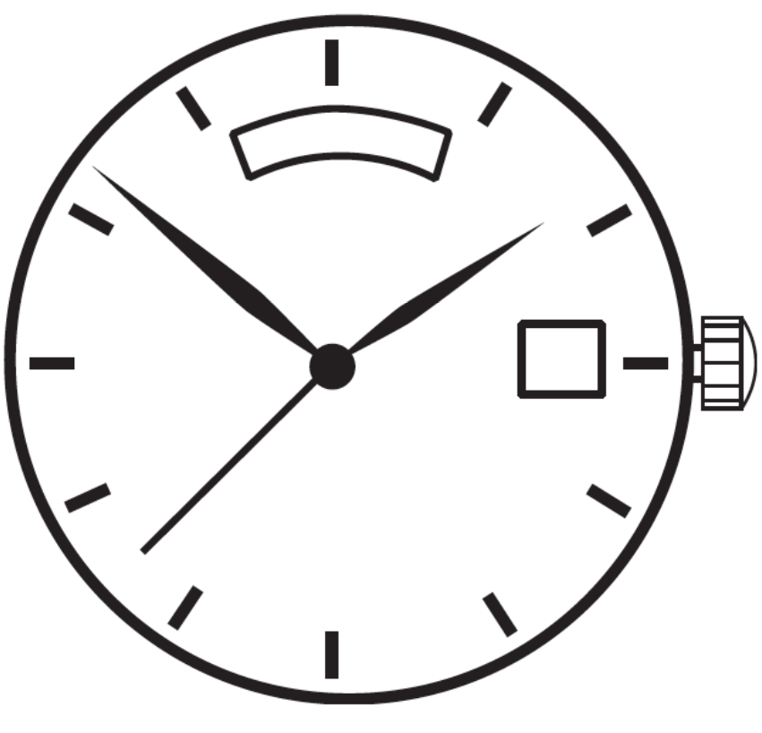 Hattori Epson VX44E quartz watch movement with white and gold dial, precision Japan-made mechanism for accurate timekeeping.