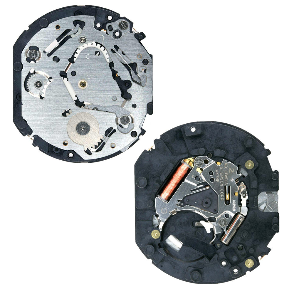 Hattori Epson VX7N quartz watch movement showcasing precision Japanese craftsmanship for reliable watch accessories.