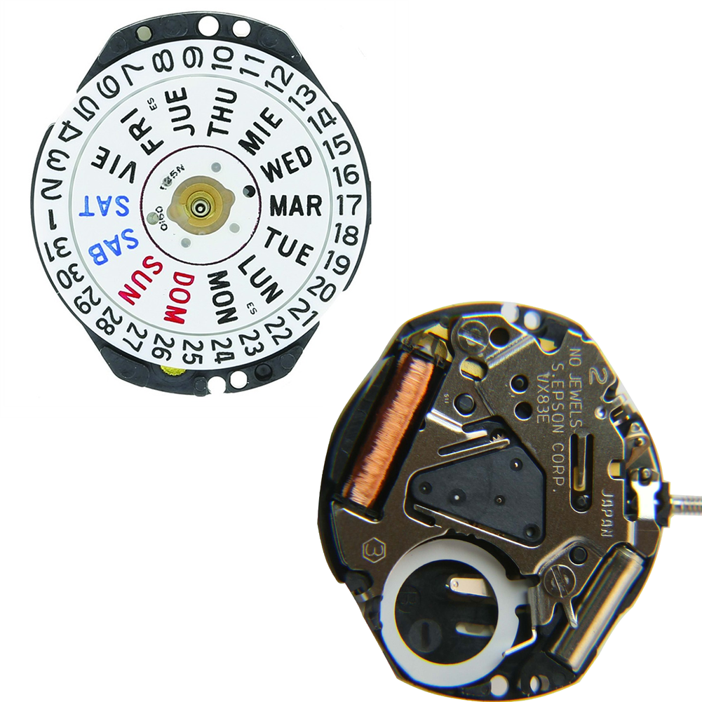 Hattori Epson VX83E quartz watch movement, precision Japan-made mechanism for accurate timekeeping.