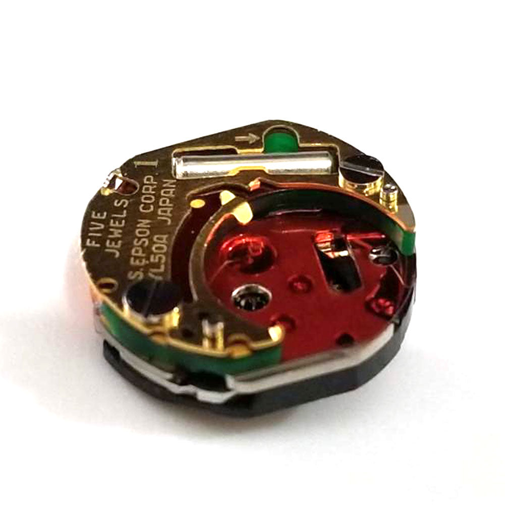 Hattori Epson YL50 quartz watch movement showing precise 2-hand design for accurate timekeeping.