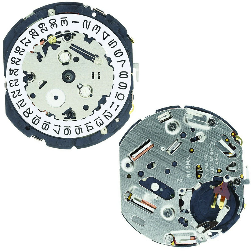 Hattori Epson TMI YM91 quartz watch movement, Japan-made for accurate timekeeping in watch accessories.
