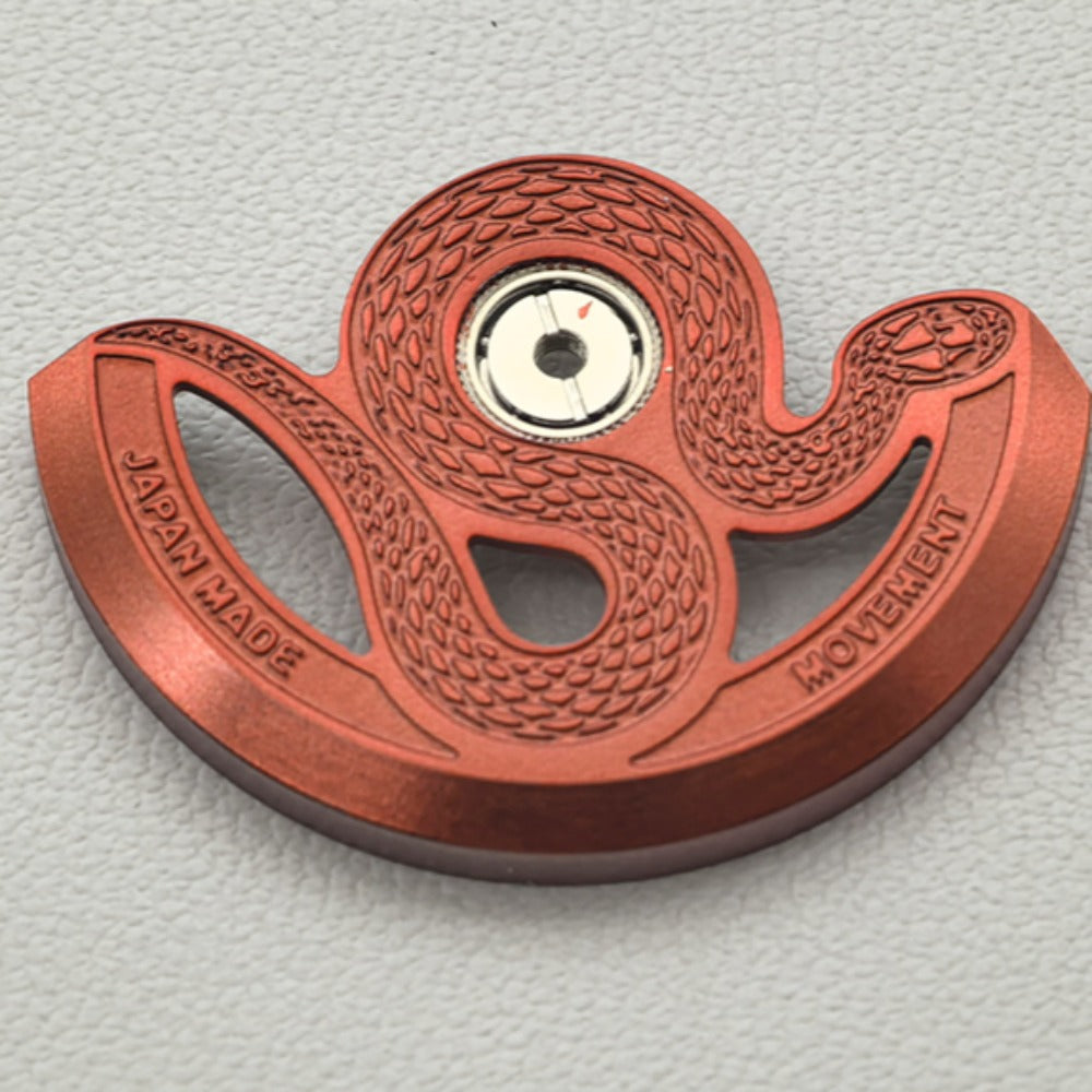 Red modified snake hollow rotor oscillating weight for NH35 NH36 watch movement, enhancing performance.