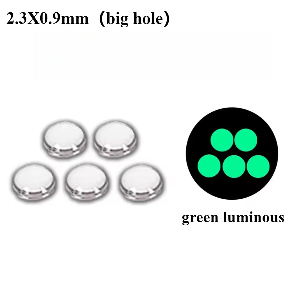 Set of 5 green luminous pearl bezel beads for Submariner watches, perfect for watch accessory upgrades.