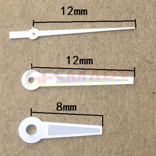 12mm green luminous watch hands with silver trim for Epson TMI VJ12 quartz movement, durable and precise.