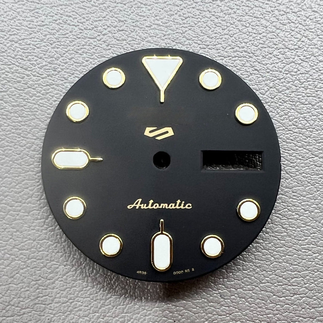 Green lume datejust watch dial with black and golden trim, compatible with NH35 NH36 movement.