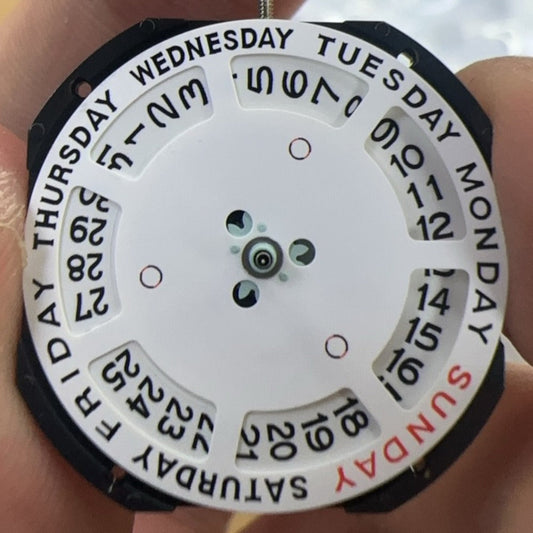 Set of 3 HJ30 double calendar quartz watch movements, China made, ideal for SL30 replacements.