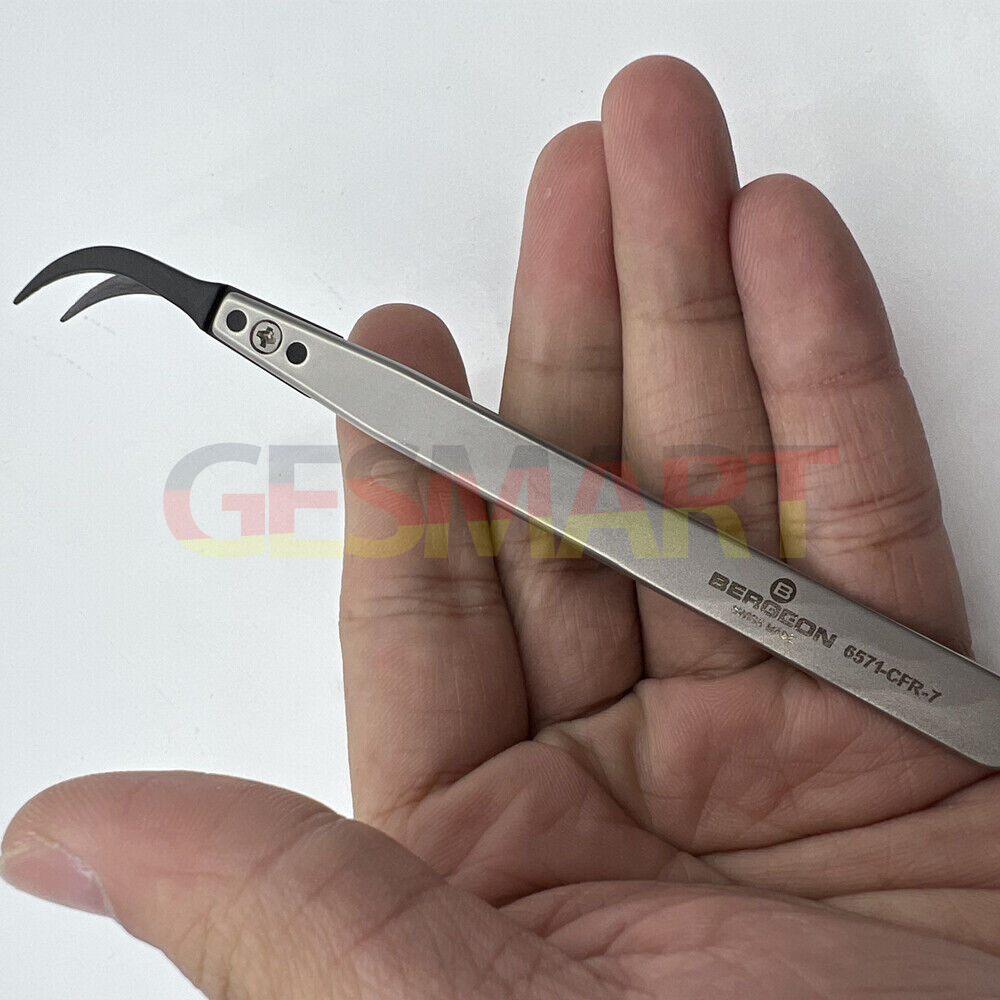 Bergeon 6571-CFR-7 precision tweezers with replaced ends for watch repair tasks