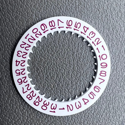 Red character date wheel on white background for NH35 NH36 watches, date at 3 o?clock, 2 pieces set.