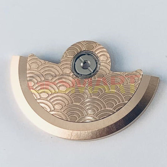 Rose gold rotor with sea wave carving, designed for Miyota NH35 NH36 watch movements.