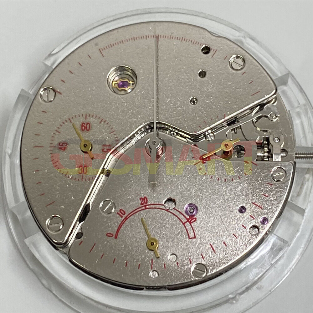 Tianjin Seagull ST19 watch movement with hand winding and 7750 kinetic energy display at 6 o?clock.
