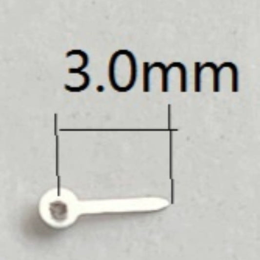 Set of 3 silver 3.0mm small second hands for Miyota JS15 quartz watches.