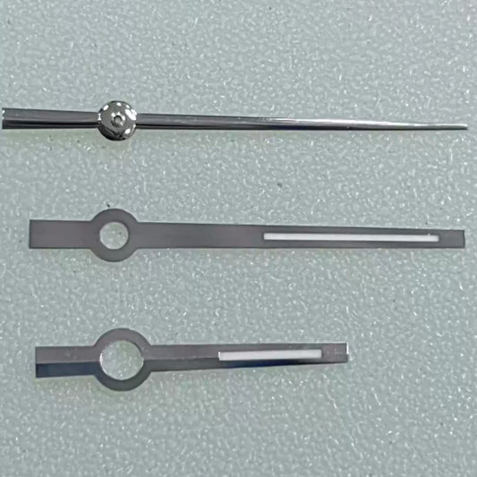 Silver trim watch hands with green lume for Datejust 116234 3135 mechanical, enhancing visibility and style.
