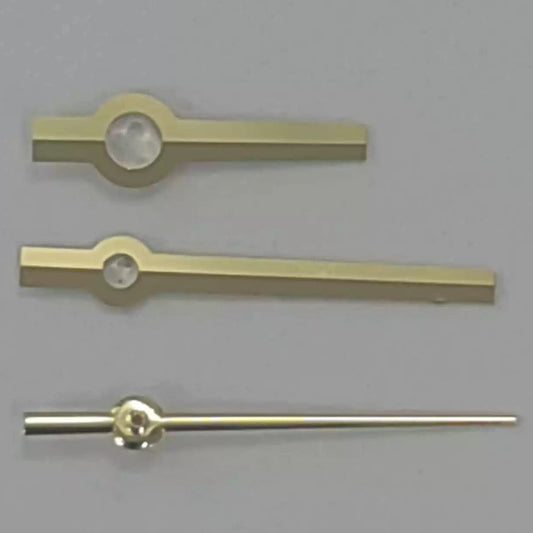 Golden watch hands for Datejust 2135 mechanical, 5.3x8.5x8.5mm, precision fit, no lume.