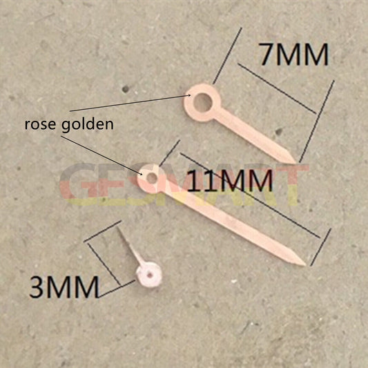 Rose gold arrow-shaped watch hands for Miyota 1L45 quartz movement, elegant trim details.