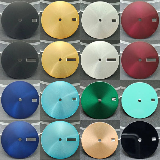 Colorful matte 28.5mm watch dial, compatible with NH35/NH36 movements, vibrant design.