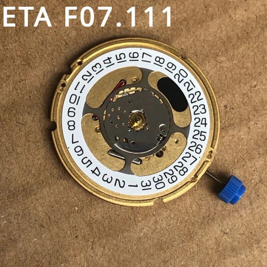 ETA F07.111 Swiss quartz movement with 3 hands and date display at 3 o'clock, precision watch part