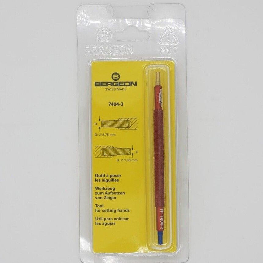 Bergeon 7404-3 hand setting tool for precise watch repair, Swiss made quality for professionals.